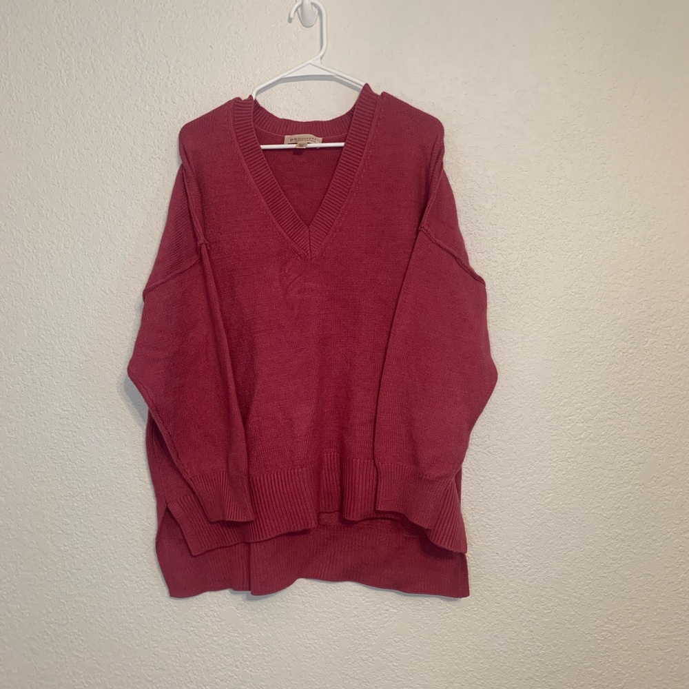 Philosophy Woman's Plus Size 2X Pink Long Sleeve V-Neck Pullover Sweater NWOT - Picture 2 of 7